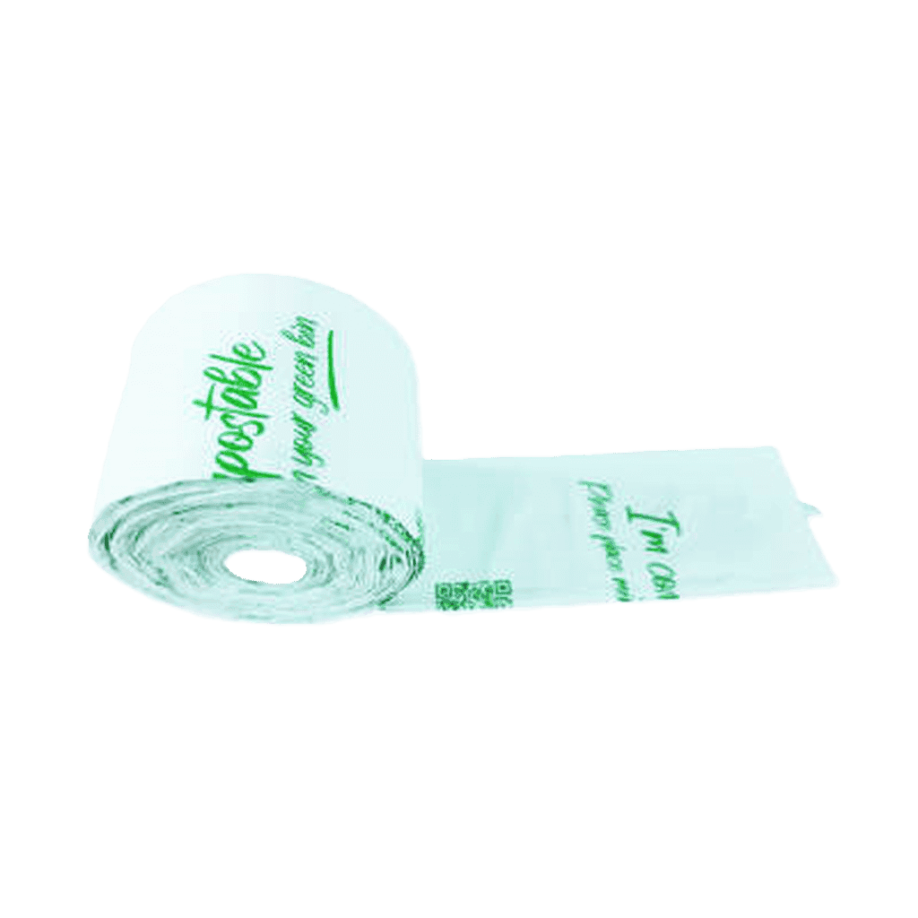 Custom compostable layflat tubing on a roll